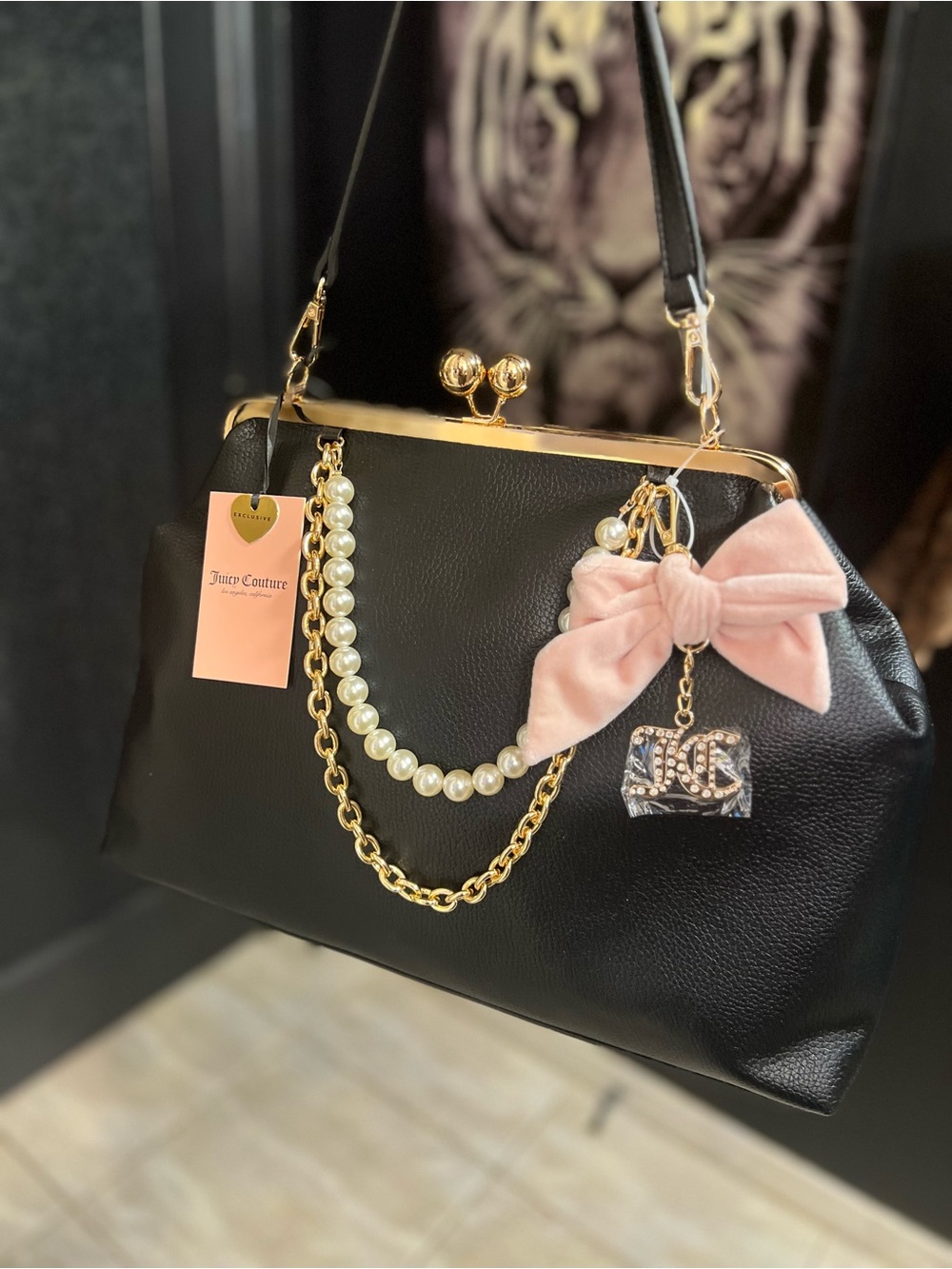 🖤 Juicy Couture Kisslock Bag, CHARM HAUS LARGE FRAME CLUTCH🖤NWT - Picture 6 of 10